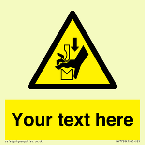 Custom warning hand crushing between press brake tool